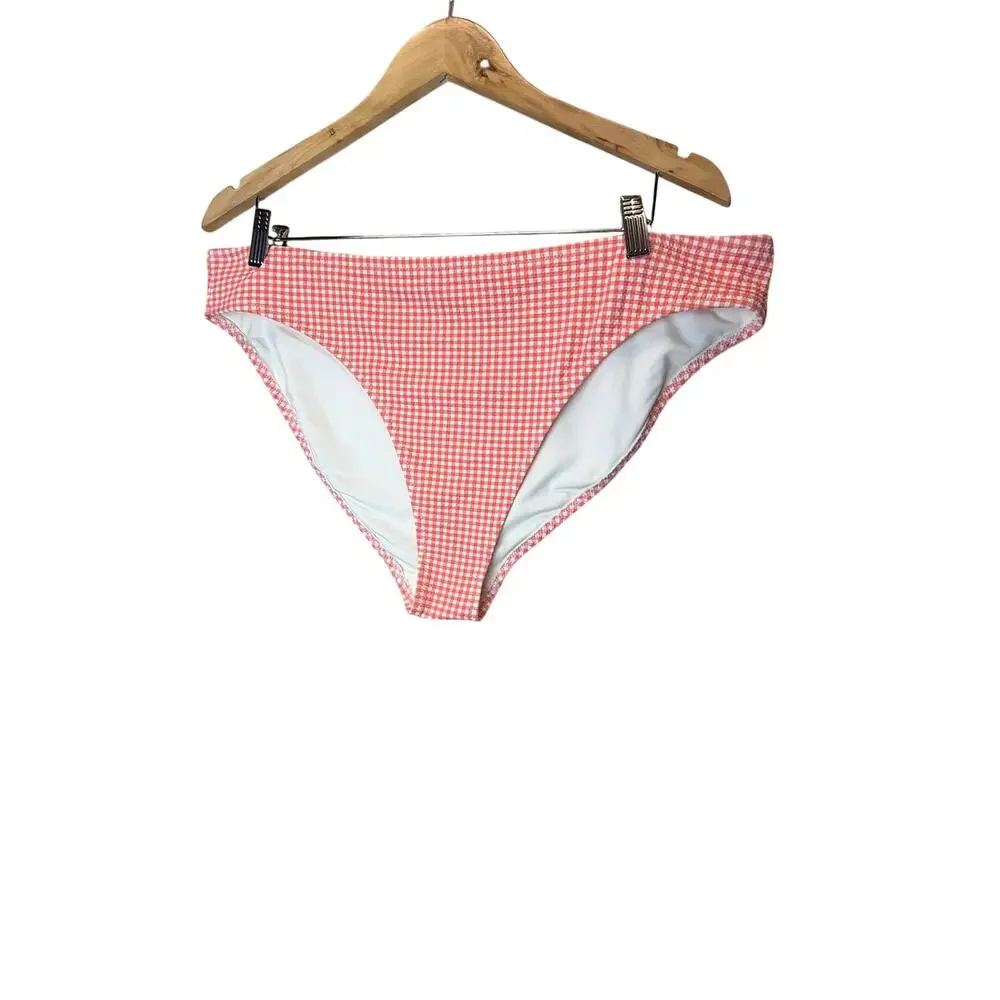 Old Navy Mid-Rise Textured Bikini Swim Bottoms Red Gingham‎ size XXL NWT